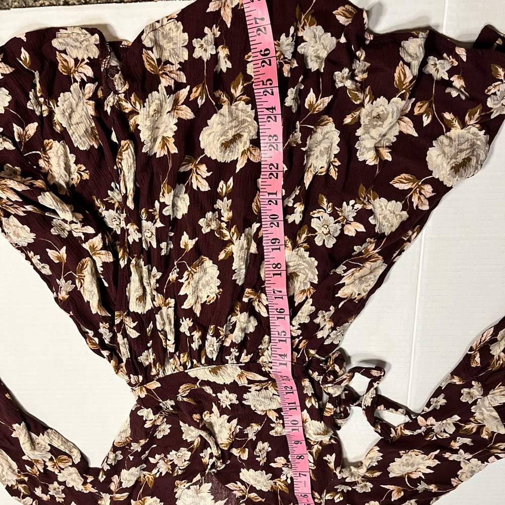 American Eagle Outfitters Mini Brown Floral Dress/Tunic Size XXS - Picture 4 of 6
